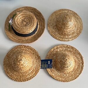 Straw Hats  (4) Miniatures for Crafting Projects Creative Co-Op